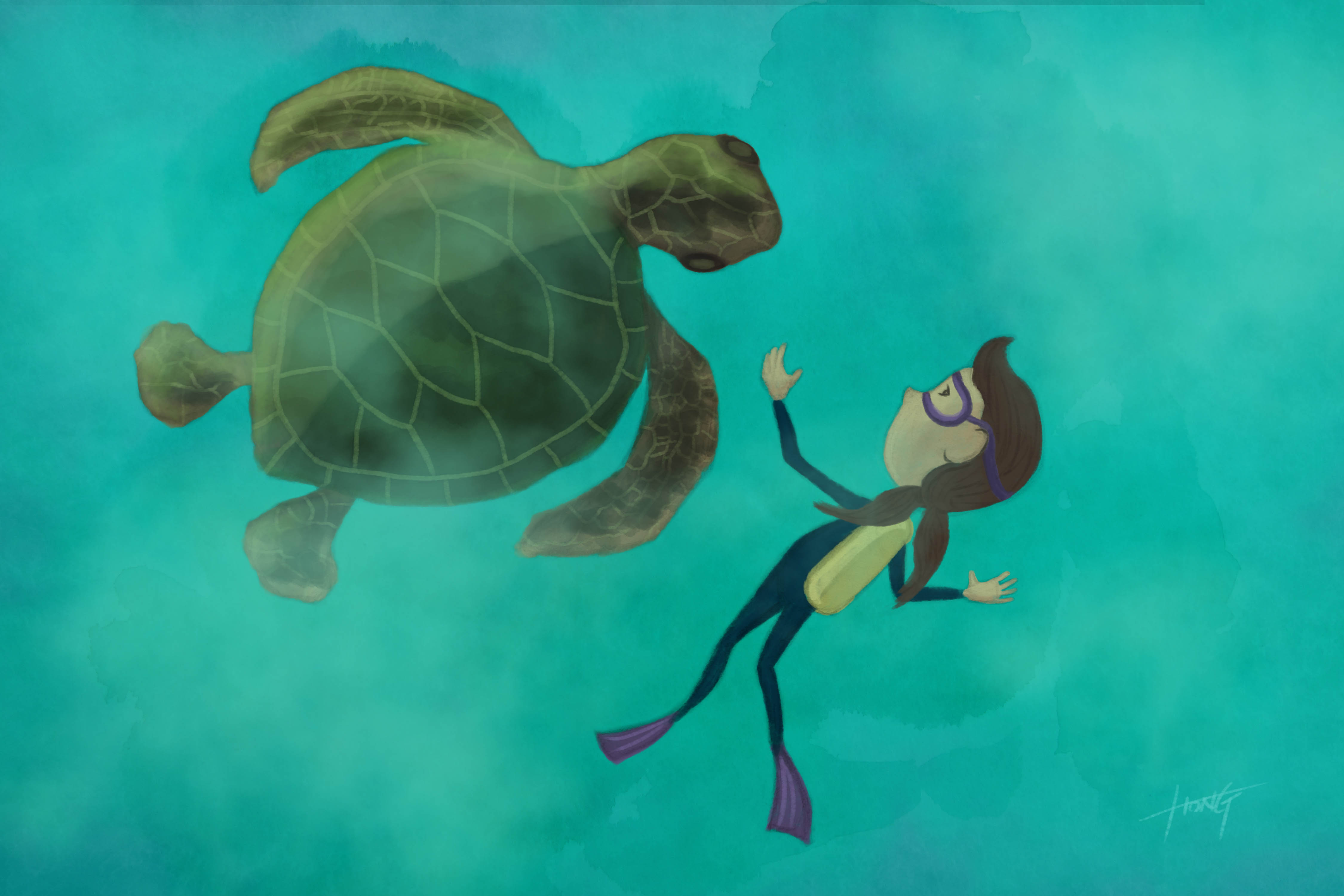 Sea turtle painting
